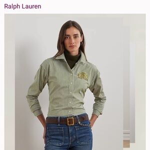 Ralph Lauren Olive Striped Button Down Shirt